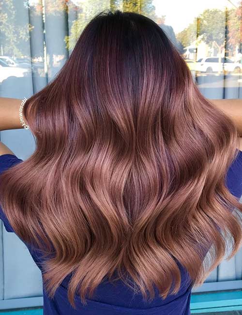 Rose brown balayage winter hair color