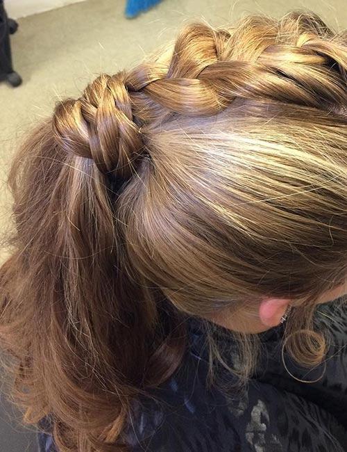 Braided high ponytail hairstyle for women over 50