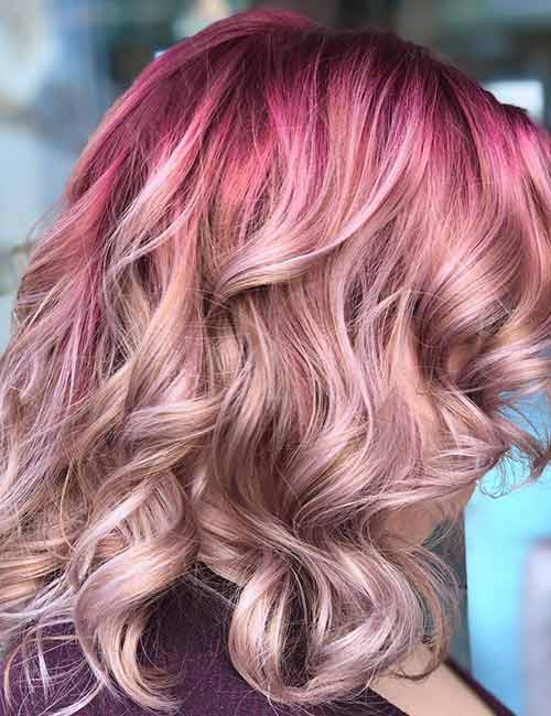 Candy cane ombre hair color for short hair