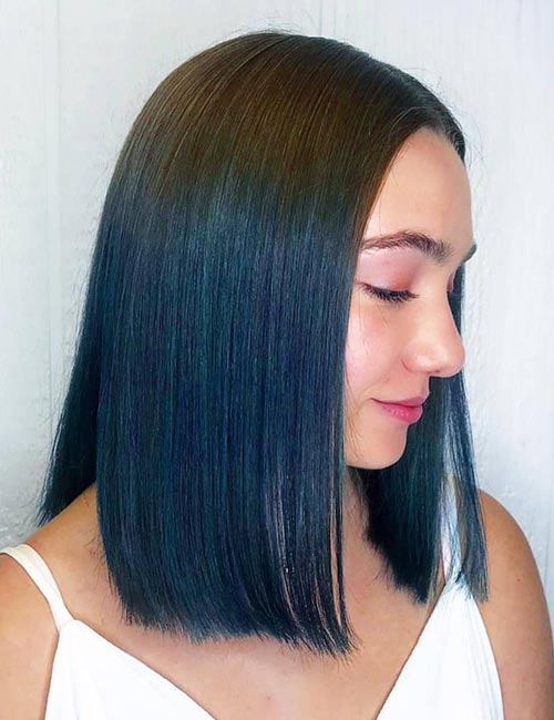 Denim blue ombre hair color for short hair