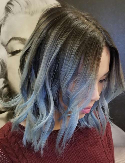 Powder blue ombre hair color for short hair