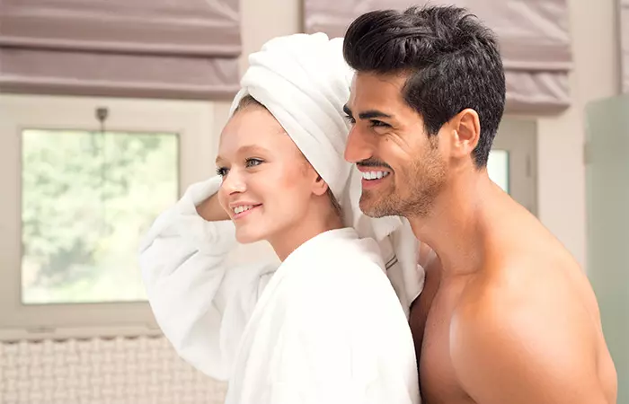 Showering Together Makes It Easy To Get A Back Scrub
