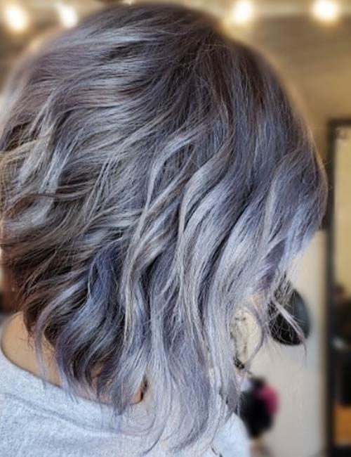 Silver-ombre hair color for short hair