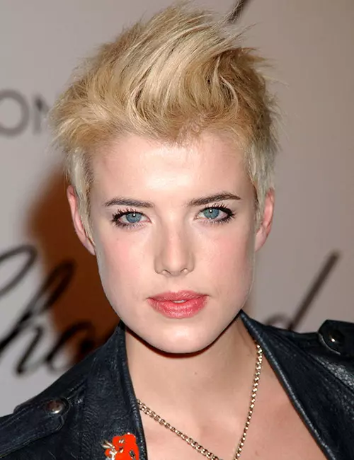 Soft blonde mohawk androgynous hairstyle