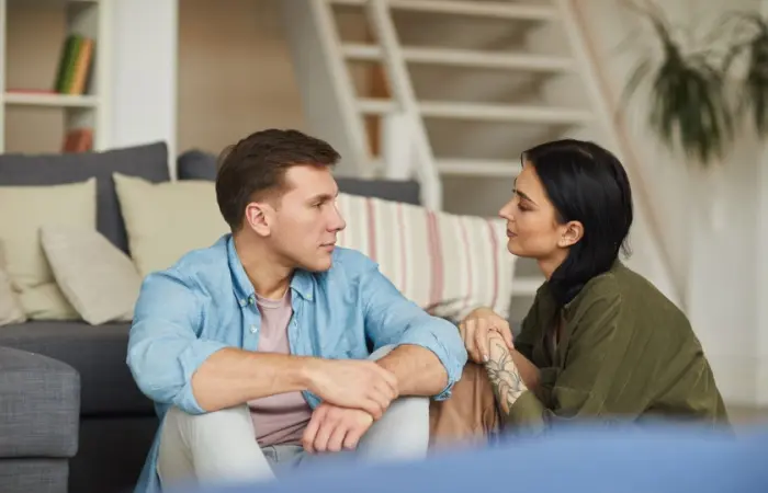 A couple talking