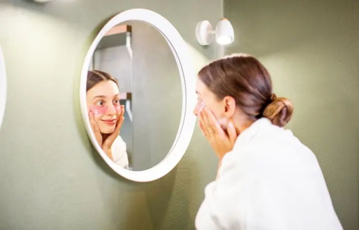 A woman taking care of herself