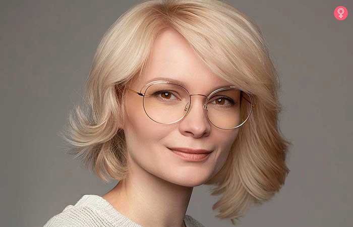 Asymmetrical wedge cut for older women with glasses