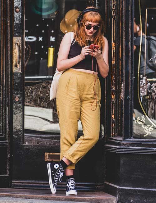 Work wear pants and t-shirt with converse outfit