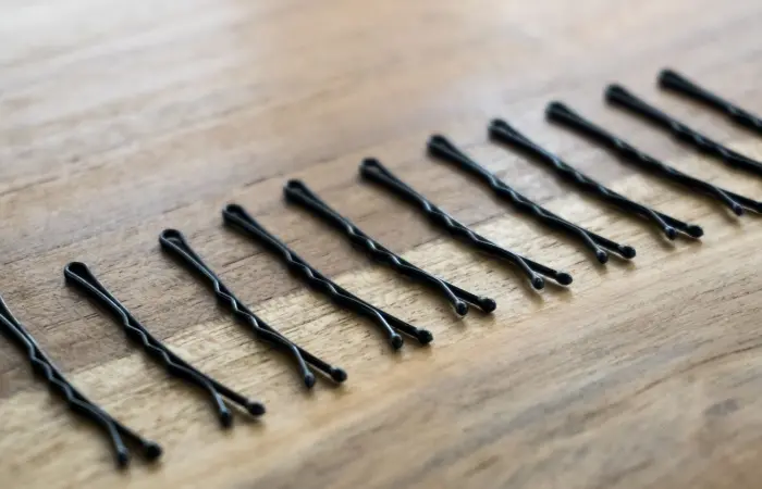 Bobby pins on a table