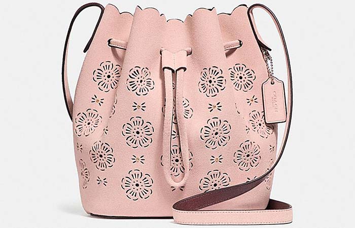 Coach bucket bag 18 with cut out tea rose among best bucket bags