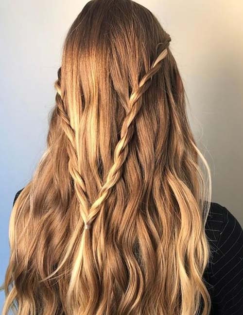 Deep V waterfall braid hairstyle