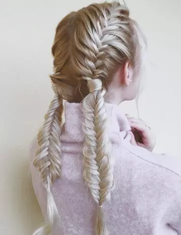 Double waterfall fishtail braid hairstyle