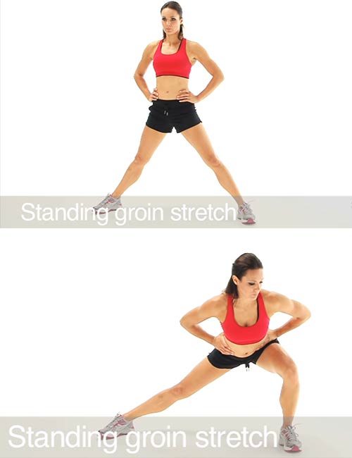 Hip adductor stretch to reduce lower back pain