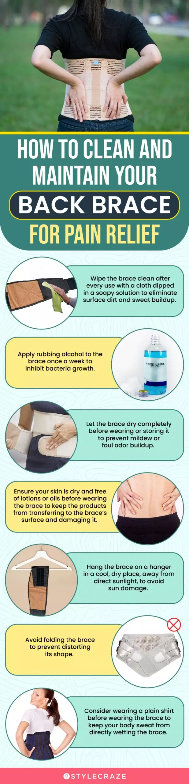 How To Clean And Maintain Your Back Brace For Pain Relief (infographic)