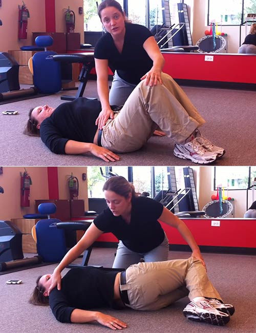 Lower trunk rotation exercise to reduce lower back pain