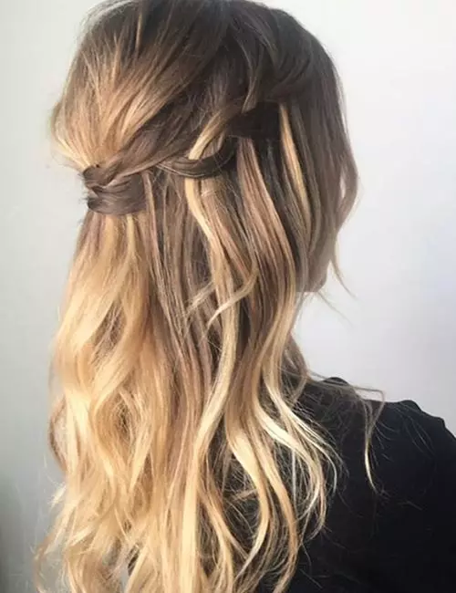 Messy waterfall braid hairstyle