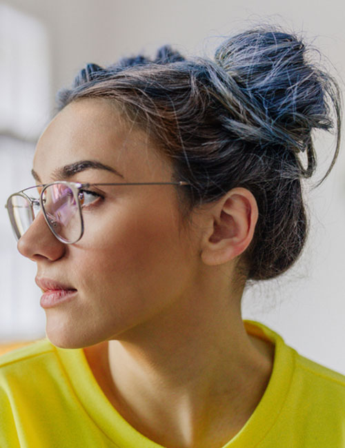 Messy buns for women who wear glasses