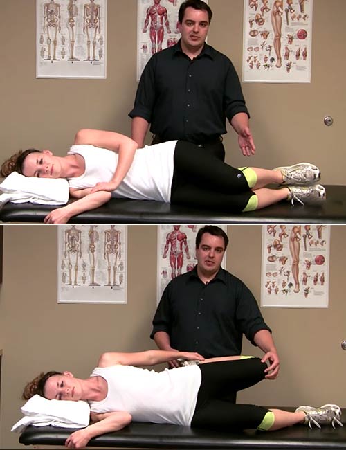Side lying quadriceps stretch to reduce lower back pain