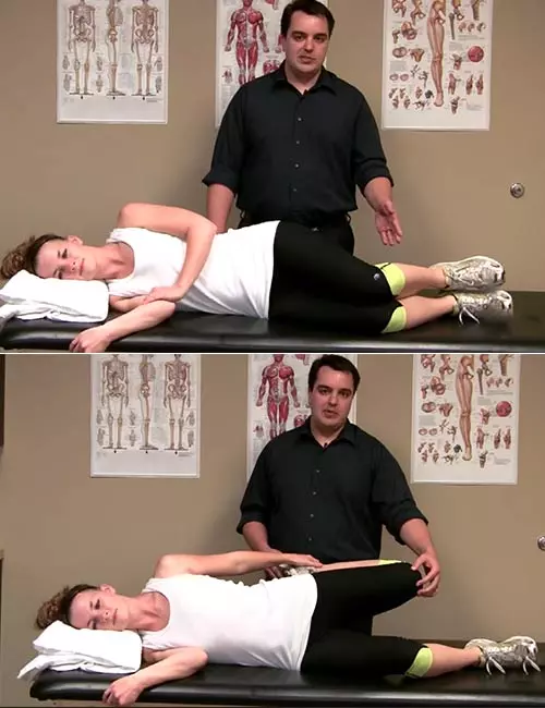 Side lying quadriceps stretch to reduce lower back pain