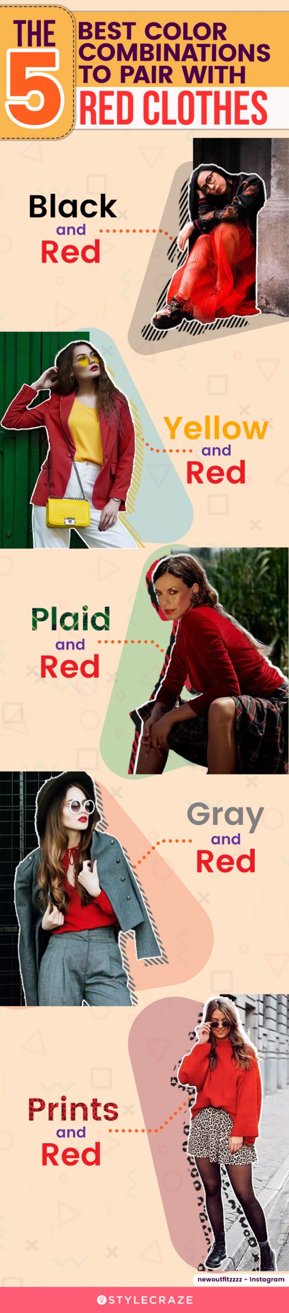 the 5 best color combinations to pair with red clothes (infographic)