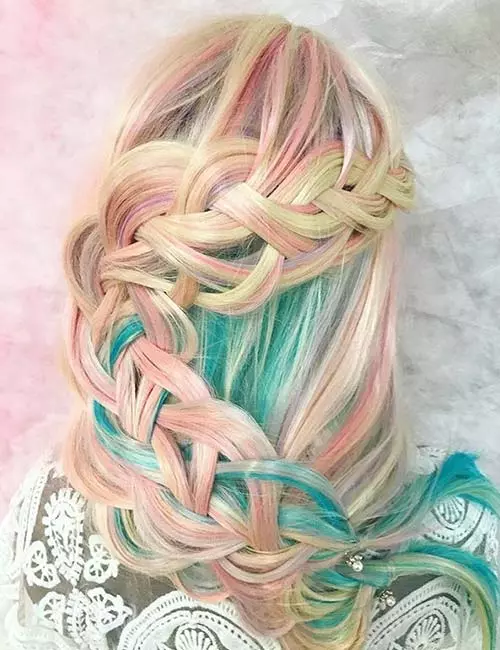 Unicorn waterfall braid hairstyle