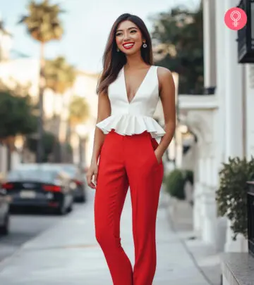 Woman Wearing Red Pant With Black Jacket