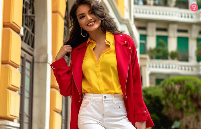 Yellow color that goes with red clothes