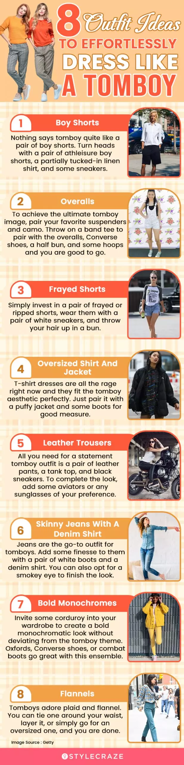 8 outfit ideas to effortlessly dress like a tomboy (infographic)