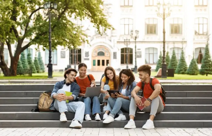A group of college students