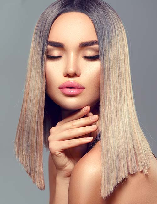 Black and blonde two-tone hair color for a stunning look