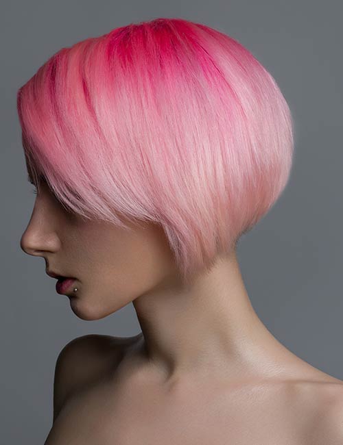 The bubblegum pink two-tone hair color for a chic and fun look