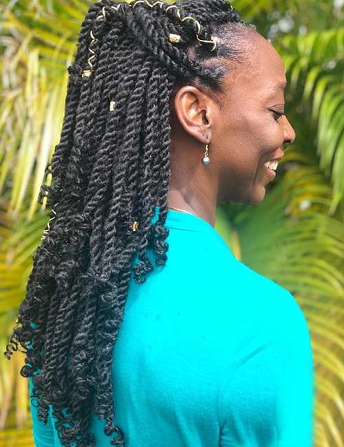 Curly ends Marley twists hairstyle