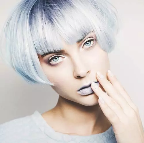 Frosty blue two-tone hair color for a stunning look