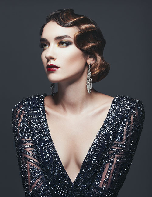 Glossy finger wave style