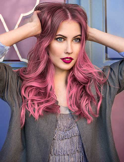 Pink and black two-tone hair color for a sophisticated look