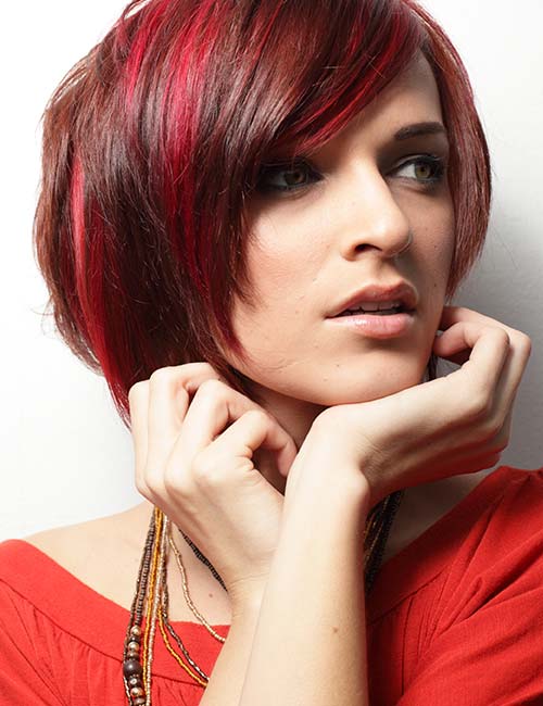 Gorgeous red and brown two-tone hair color