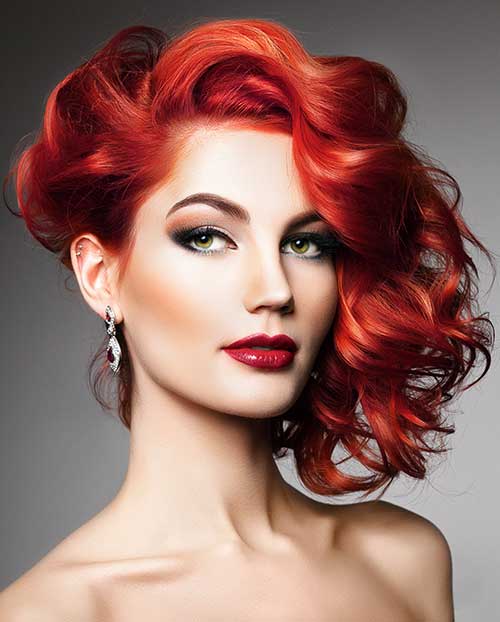 Red and orange for a gorgeous two-tone hair color