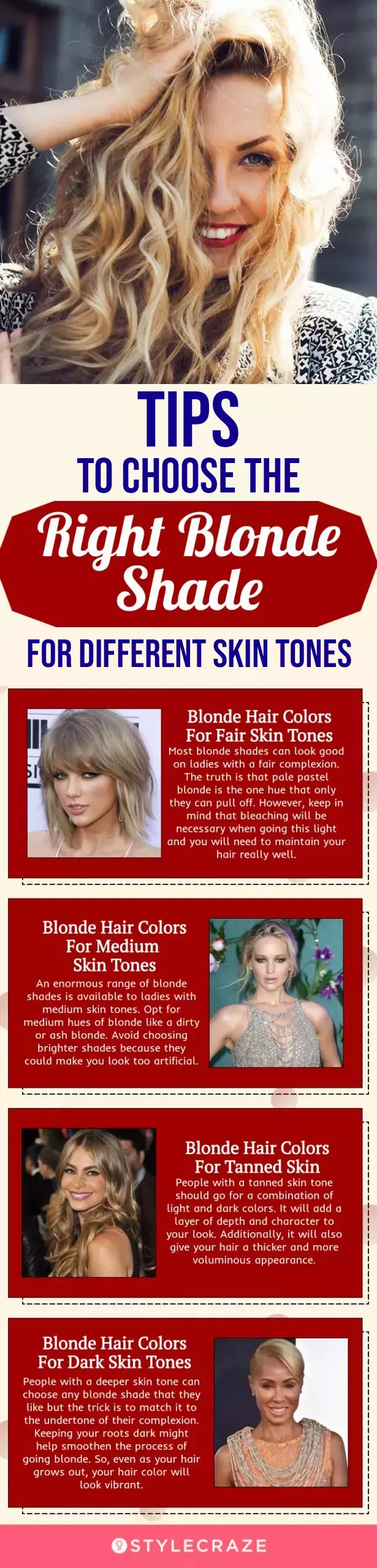 an easy guide to choosing the right blonde shade for different skin tones (infographic)
