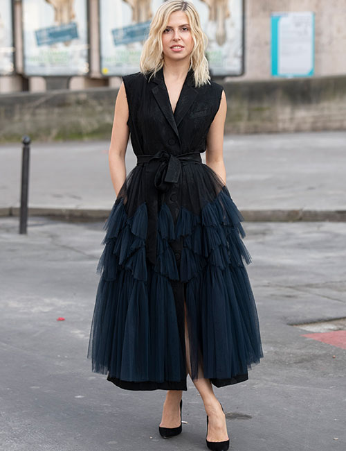 Black tutu dress with lapel collar and tie around for tomboys