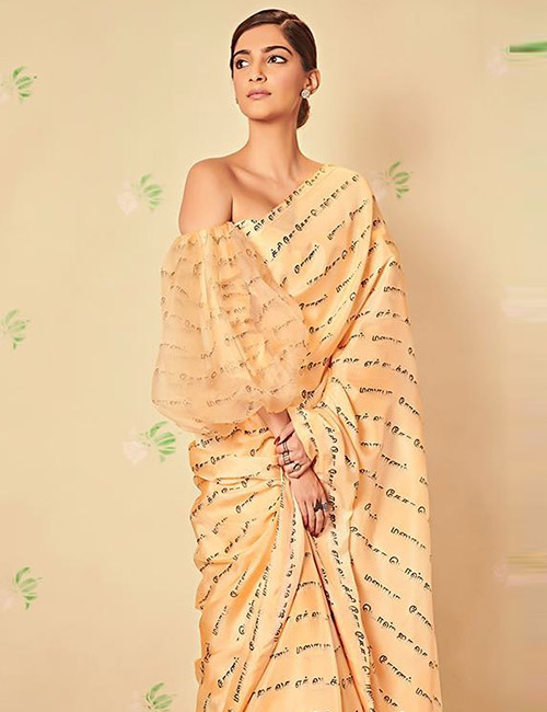 Volume Sleeve Blouse And Printed Saree Combo