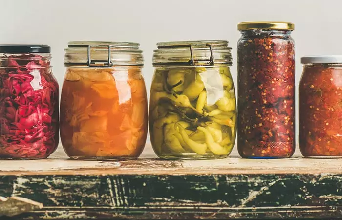 Fermented vegetables in jars