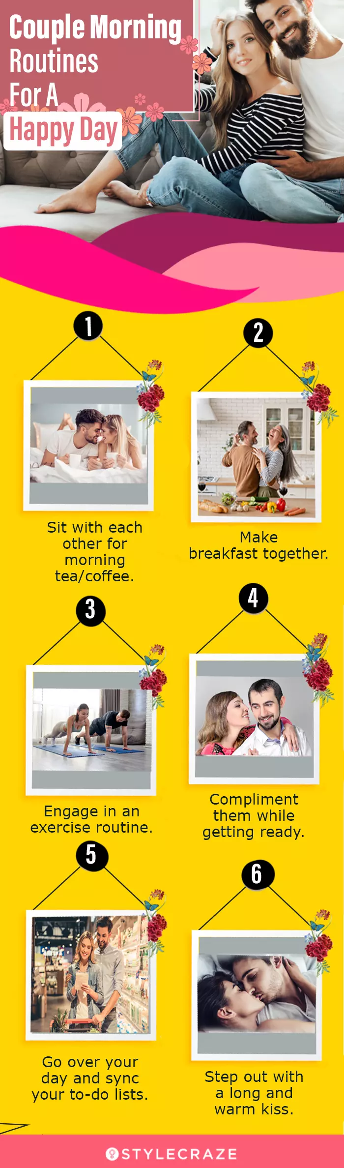 couple morning routines for a happy day (infographic)