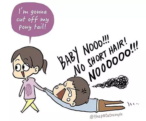 The Cry Baby He Becomes When You Want To Cut Your Hair Short