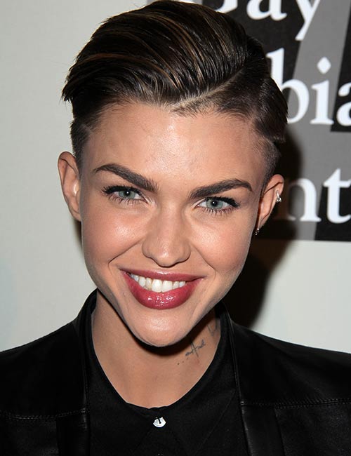Celebs with slick side parting short hairstyles