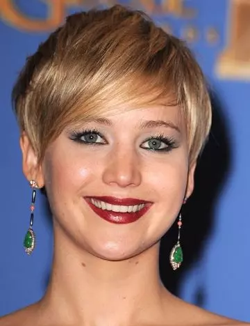 Celebs with golden deep side-swept short hairstyles