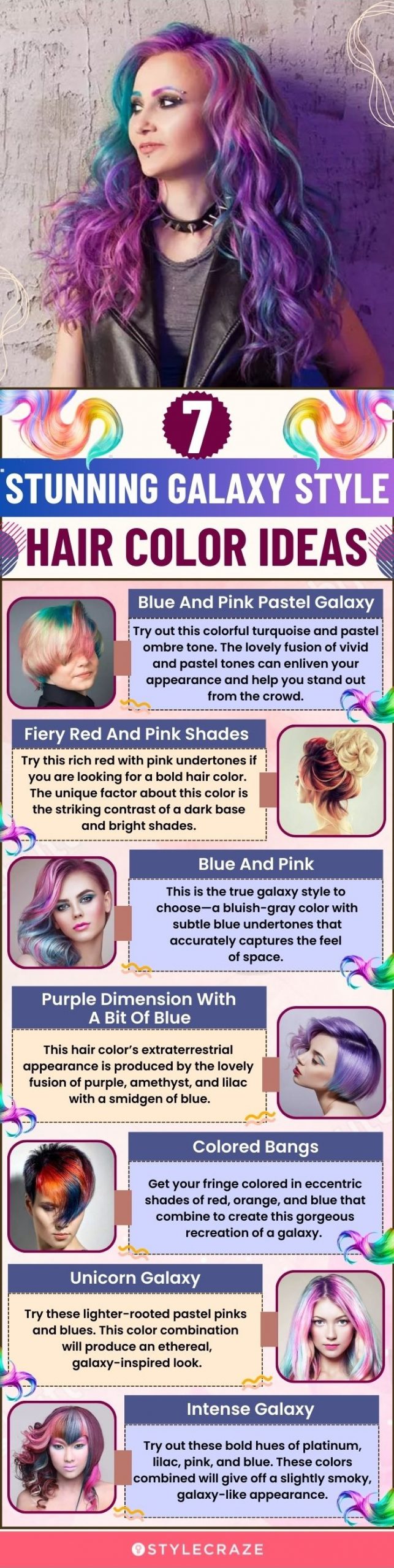 7 stunning galaxy style hair color ideass (infographic)