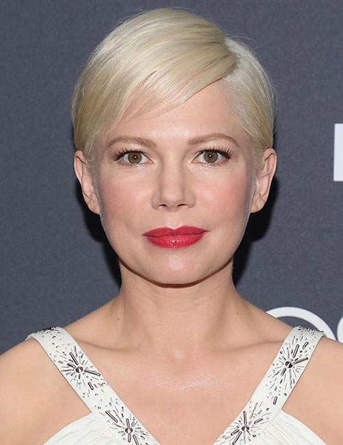 Celebs with white blonde short hairstyles