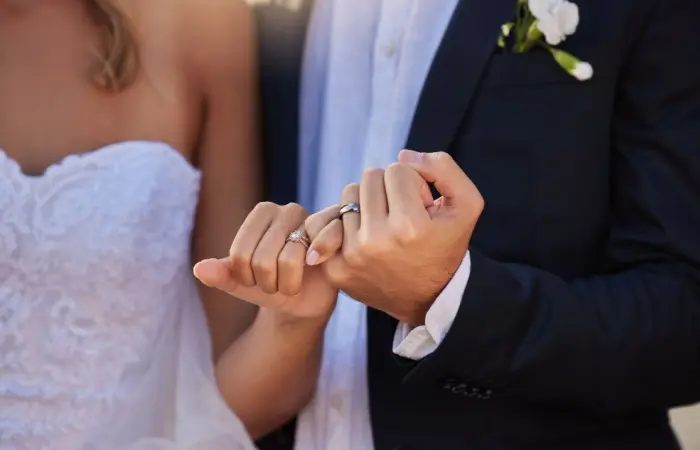 A couple holding hands