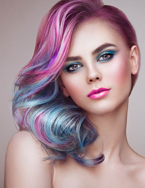 Blue and pink galaxy hair color ideas