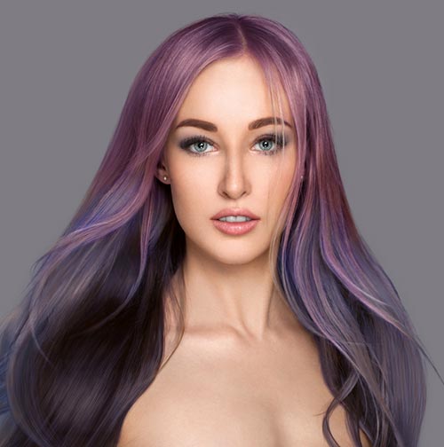 Intense pastel shades galaxy hair color